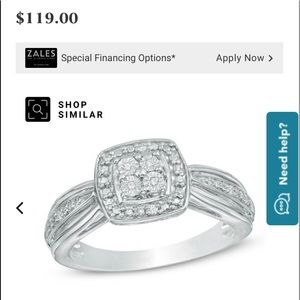 Zales SZ 7 925 sterling Diamond FREE SHIPPING!!!